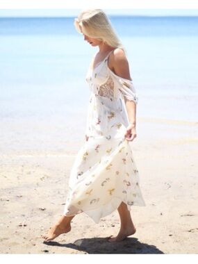 Free People Magnolia Maxi Dress Ivory Floral Lace Victorian Cottagecore